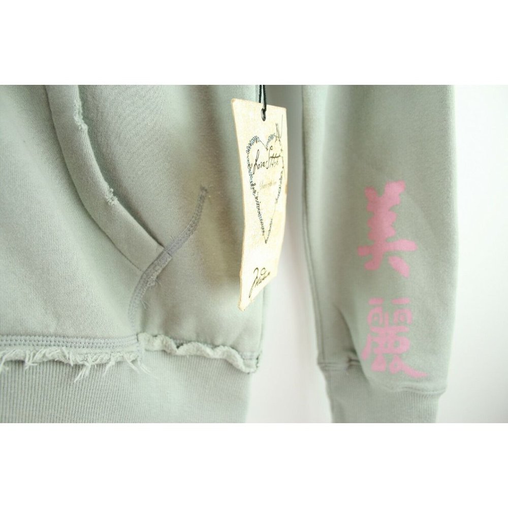 Lovestitch Womens Sz M Gray Sweatshirt Hooded Jacket Printed sleeve and back Nwt - Picture 8 of 12